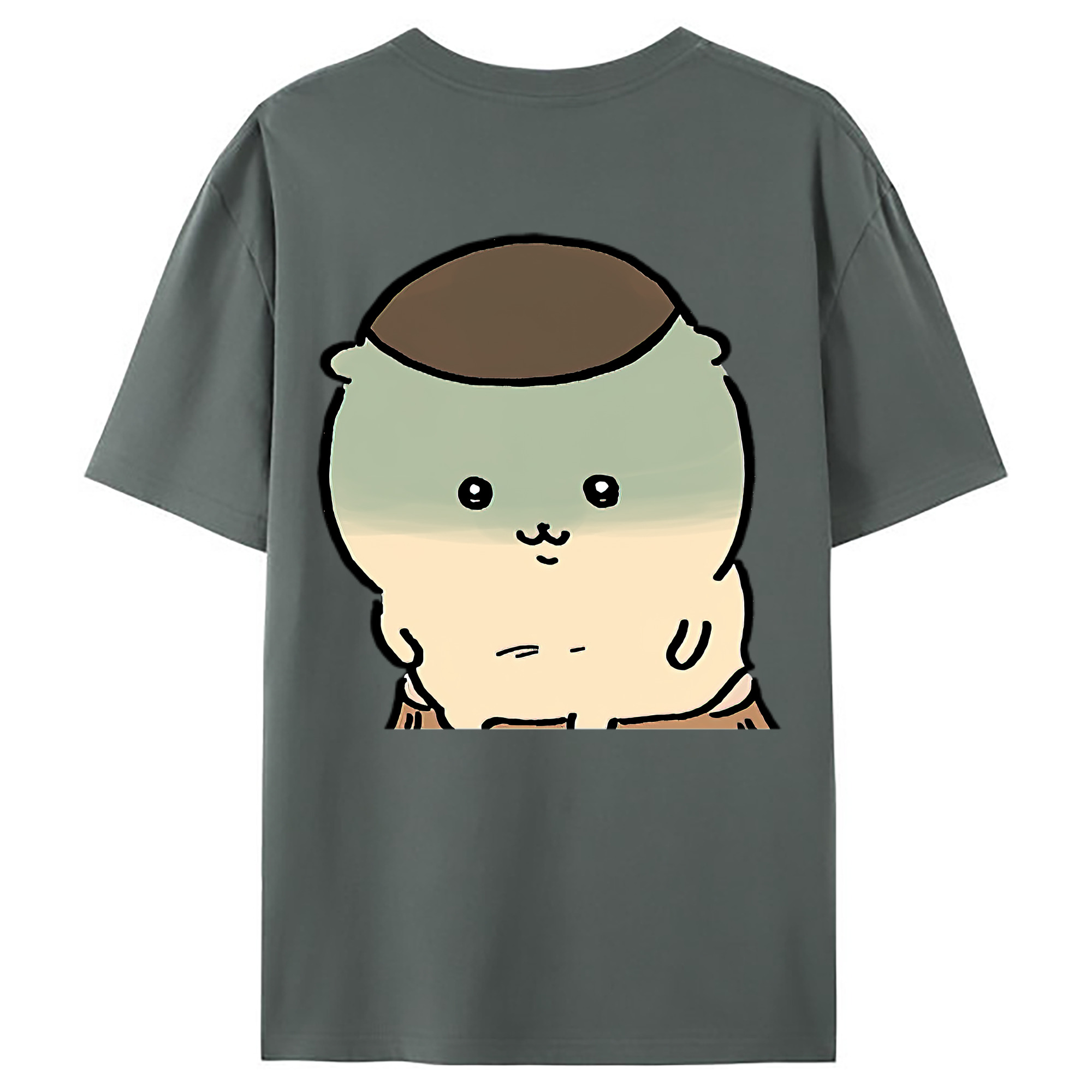 （画像用） ちいかわ くりまんじゅう Chii-kawa kuri manjū 綿100％ メンズ半袖Tシャツ（バックプリント） 通気性